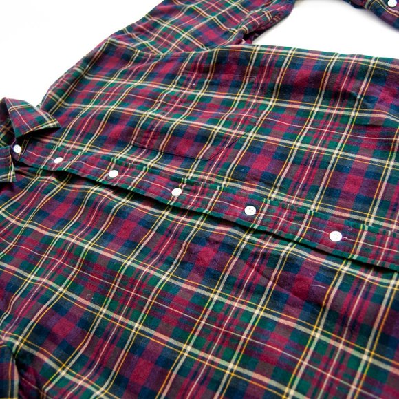 Y2K red plaid flannel m medium 8 / dark red checkered shirt / long sleeve flanne - Picture 5 of 6